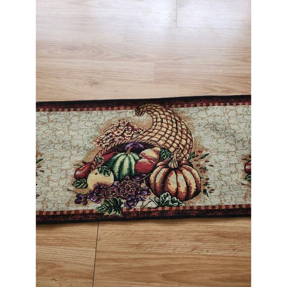 Fall Tapestry Table Runner Pumpkins Cornucopia Autumn Harvest Thanksgiving 71x13 - Picture 6 of 7